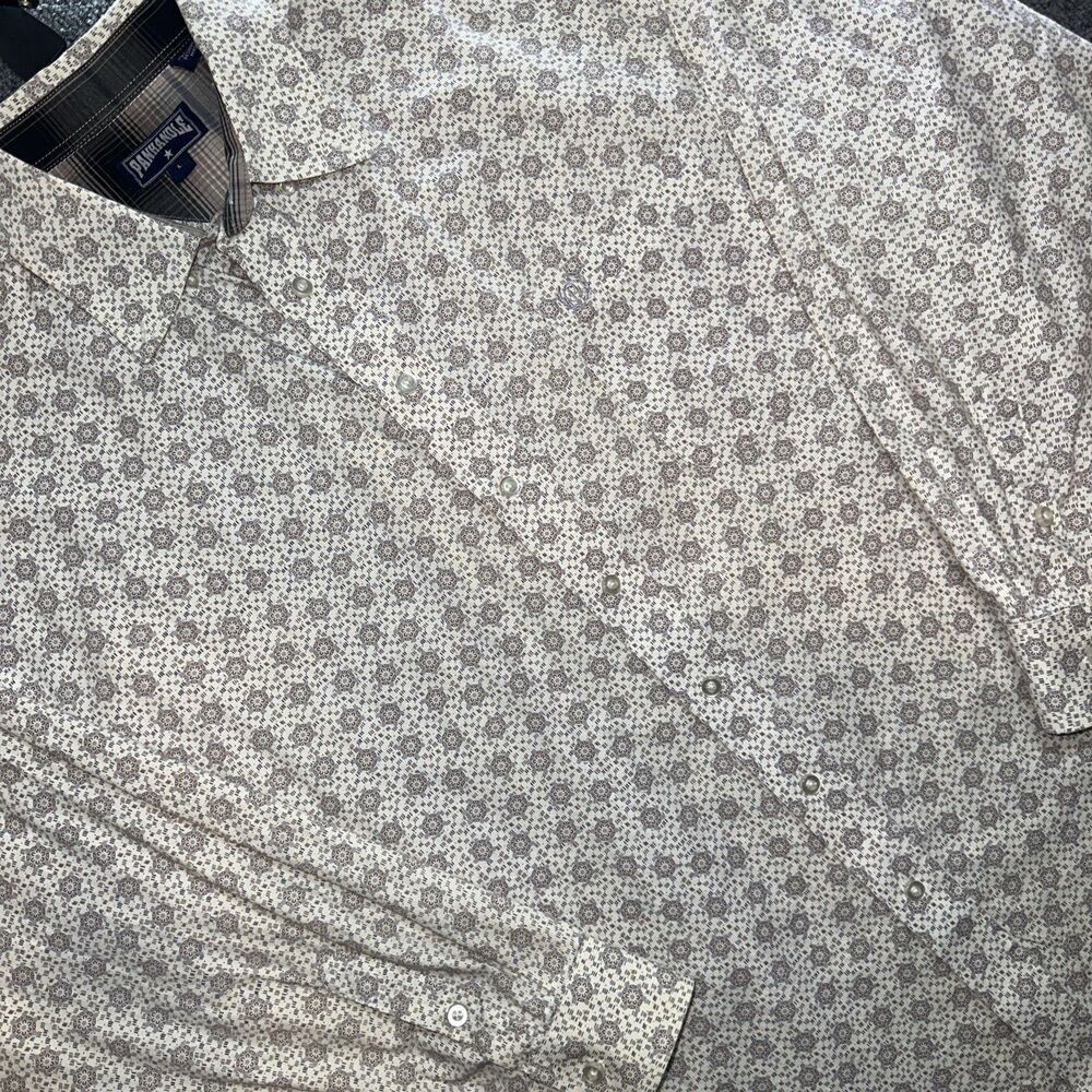 Panhandle Slim Paisley Beige Button Up Shirt Long Sleeve Western Men's Large